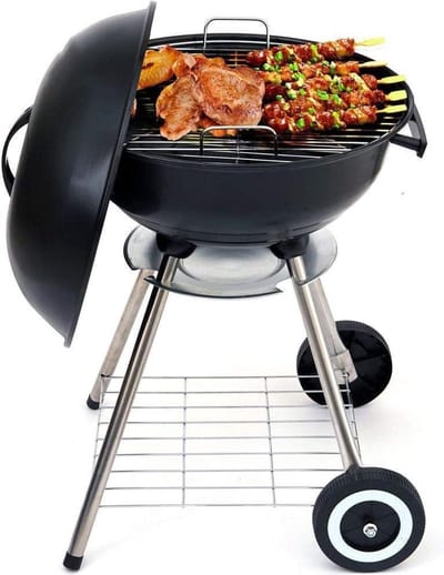 Houtskoolbarbecue - Kogelbarbecue - BBQ -45 x 83 centimeter - Ronde Barbecue - Barbecue op Wielen - Zwart - Metaal