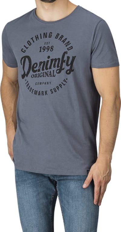 DENIMFY Heren T-Shirt DFNuri regular fit Blauw S Ronde Hals Volwassenen t shirt heren met print