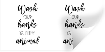 Muurstickers - Sticker Folie - Spreuken - Quotes - Wash your hands ya filthy animal - Hand - 40x20 cm - Plakfolie - Muurstickers Kinderkamer - Zelfklevend Behang - Zelfklevend behangpapier - Stickerfolie
