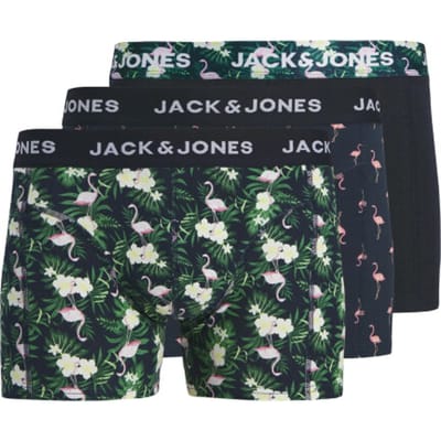 Jack & Jones Heren boxershorts trunks jacflamingo flamingo print 3-pack multicolor