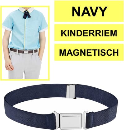 Fako Fashion - Kinderriem Elastisch Magnetisch - Elastische Riem Voor Kinderen - Rekbare Riem - Broekriem - Stretch Riem - Navy Blauw