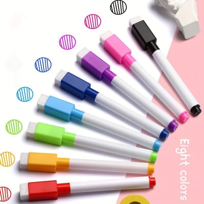 8 stuks/set kogelpunt 11,3*1cm klein formaat geen magnetische whiteboard whiteboard markers, 8 kleuren *1 stuks magneetpen blue