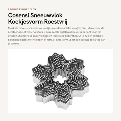Dailygoods- Uitsteker Sneeuwvlok - Roestvrij Stalen Koekjesvorm - Herbruikbaar - 9 Sets - Perfect voor Kerstmis - Ideaal voor Kinderen