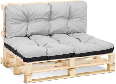 Palletkussen Set - Zitkussen Tuin - Buiten Meubels - Waterafstotend Robuust - 120x40 120x80 cm - Lichtgrijs