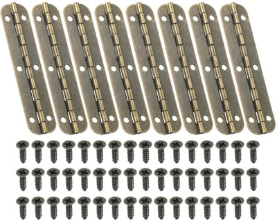 Dailygoods - PATIKIL Mini Piano scharnier 65 x 15 mm, 8 stuks mini 180 graden sieraden doos scharnieren met schroeven voor houten sieraden dozen, bruin