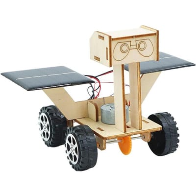 Doe-het-zelf zonne-energie Kunstmatige satelliet lucht- en ruimtevaart/ grondverkenningsrover model Kinderen assembleren fysieke 3D houten puzzelspeelgoed beige