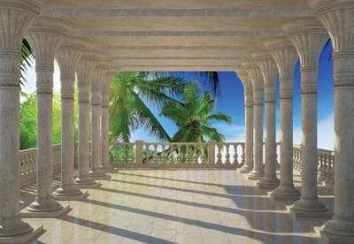 Fotobehang Beach Tropical View | XL - 208cm x 146cm | 130g/m2 Vlies