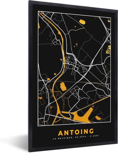 Fotolijst incl. Poster - Antoing - Goud - Kaart - Plattegrond - Stadskaart - 40x60 cm - Posterlijst