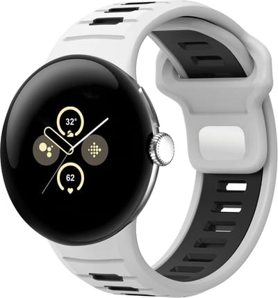 Strap-it Sport bandje siliconen geschikt voor Google Pixel Watch 5 (45 mm) / 4 (45 mm) / 3 (45 mm) - Wit/Zwart