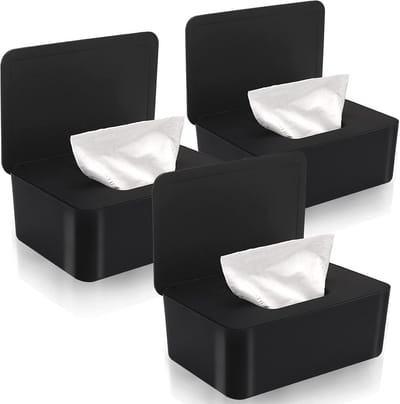 Babydoekjes Dispenser - Veeg Houder - Doekjes Fris Houden - Hervulbaar Ontwerp - 3 Stuks - Zwart