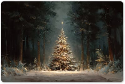 Placemats 45x30 cm - Placemat kunststof - 1 stuk - Kerstboom - Bos - Sneeuw - meerkleurig - Borden onderleggers - Decoratie voor op tafel - Keuken tafeldecoratie accessoires - Vinyl onderlegger - Tafelversiering