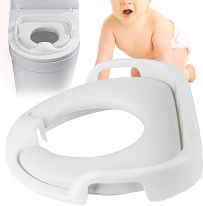 Universele Toiletbril met Handvaten voor Kinderen – Kinder Toiletzitje – WC-bril Verkleiner voor Peuters & Kleuters – Zachte Zitting – Antislip & Hygiënisch – Wit