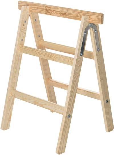 KADAX Inklapbare trapladder, stabiele trapladder, lichte vouwladder, houten ladder, kleine trapladder, staande ladder met stalen verbindingen, vouwladder (1 stuk)
