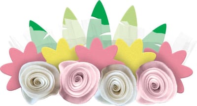 Amscan Bloemenhaarband Dames Vilt Roze/groen One-size 4 Stuks