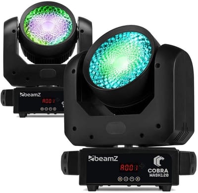 BeamZ Cobra Wash120 LED set van 2 wash moving heads met LED ring - 120W