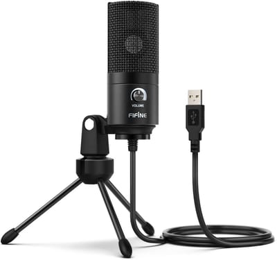 DrPhone SoundX Slim - Condensator Studiomicrofoon - Studiokwaliteit Opname - USB Plug & Play - Cardioïde Patroon - Voor Streaming /Gaming/ Podcasts - Metalen Statief - Ingebouwde Volumeregeling - Zwart