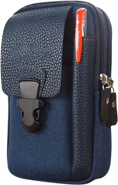 Casual Heren Heuptas met Rits - Kleine Effen Kleur Fanny Pack voor Telefoon, Sleutels, Kaarthouder, Riem Portemonnee & Sporttas - Blauw
