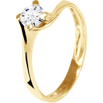 Solitaire Diamond 0,40 Cts 4 Claws Geel Goud 18 Karaat