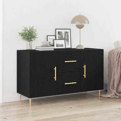 vidaXL - Dressoir - Zwart - Eiken - 100 - x - 36 - x - 60 - cm - Bewerkt - hout