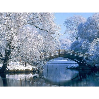 5D Diamant Schilderij Sneeuwlandschap Brug Volledige Ronde Strass Afbeelding Diamant Borduurwerk 20X30CM gray