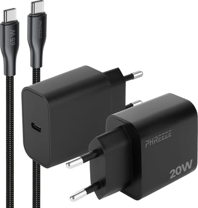 Phreeze usb C oplader 20w met usb C naar usb C kabel 1 meter - Snellader voor telefoon en usb C apparaten