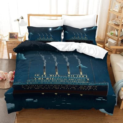Prachtig 3D Titanic Schip Oceaan Behang Romantische Liefde Print Beddengoed Set Dekbedovertrek Dekbed Bed Jeugd Kinderen Meisjes Jongens Cadeau EU SK(260*220cm)3pcs