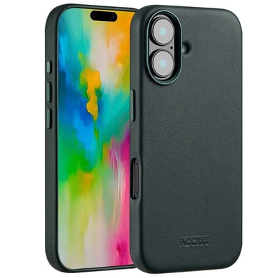 Accezz Hoesje - Geschikt voor iPhone 16 - geschikt voor MagSafe Leather Backcover - Cedar Green