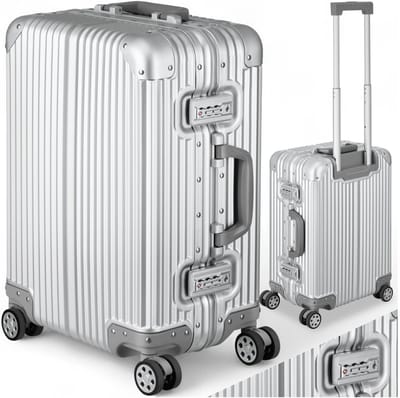 tectake® Aluminium Handbagage Koffer - 36 Liter - Dubbel TSA Cijferslot 3 Cijferig - 53 cm - Carry on Trolley - Reiskoffer met Wielen