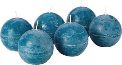 Rustieke bolkaarsen 80 mm zonder geur - Turquoise, Long-lasting en Modern voor iedere gelegenheid
