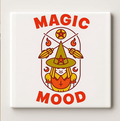 Magic Mood Tegel 15x15cm – Heksachtige Keramische Wanddecoratie – Mystiek Boho Interieurcadeau – Spiritueel Ontwerp voor Woonkamer of Kantoor