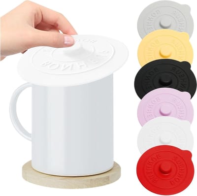 Herbruikbare siliconen deksels voor glazen, 6-delige set, anti-stof, voedselveilig, ideaal voor koffie, thee en bier
