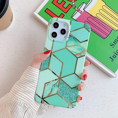 ShieldCase Hoesje geschikt voor Apple iPhone 12 Pro Max 6.7 inch hoesje marmeren patroon - groen - Stijlvolle Marble Bescherming - Luxe en Duurzaam Telefoonhoesje - Unieke Design Cover - Hoogwaardige Marmeren Hoes - Krasbestendige Beschermhoes