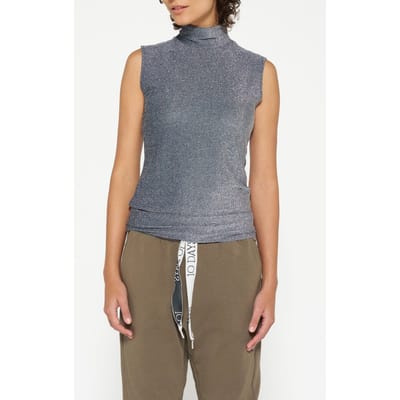 10DAYS Turtleneck Top Glitter Black Maat: XXS | Mouwloze Tops Outlet | Dames | Zwart