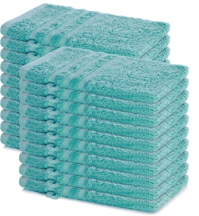 Lavea® Set van 20 washandjes 15x21 cm – 100% katoen – Zacht en absorberend – Ideaál als washandje, gastendoekje of handdoek voor dagelijks gebruik – Turkoois