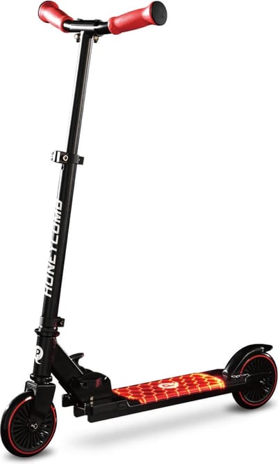 Qplay Honeycomb Kinderstep - LED Wielen - Aluminium - Max 50kg - Rood