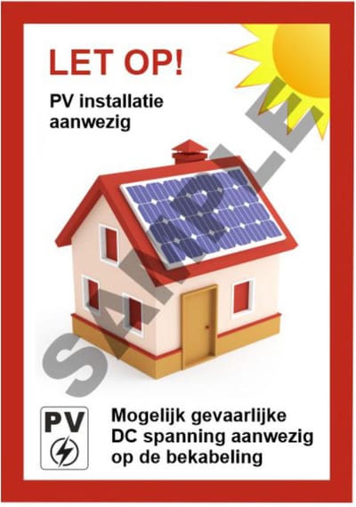 100 stuks PV stickers NEN1010met logo 50x35mm