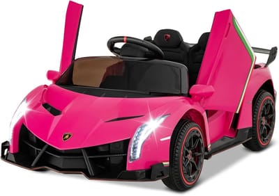 COSTWAY Lamborghini Elektrische auto voor kinderen, kindervoertuig met 2,4 G afstandsbediening en led-koplamp & claxon en muziek, elektrisch voertuig 3-6 km/u, elektrische kinderauto