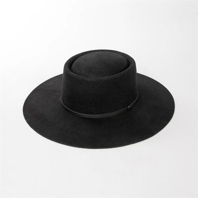 202602-HH2106B ins chique winter wolvilt 9,5 cm rand pu riem fedora hoed dop mannen vrouwen vrije tijd panama jazz hoed head size 57cm zwart