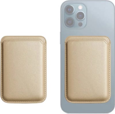 Pradeo - Magsafe Pasjeshouder - Magnetische Kaarthouder Geschikt Voor Apple iPhone - Magsafe Portemonnee Voor Telefoon - Magnetische Wallet - Card Holder Phone - Geschikt Voor iPhone 12/13/14/15/16/17 - Beige/Goud
