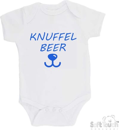 100% Katoenen Romper "Knuffelbeer" Jongens Katoen Wit/blauw Maat 56/62