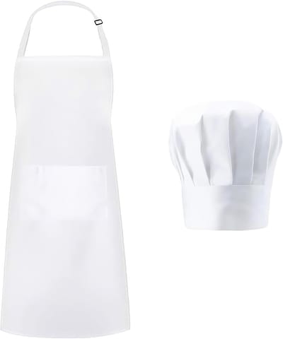 kookschort met ademende koksmuts set waterdicht en olieafstotend verstelbaar slabschort met twee zakken voor keuken en bakken, wit schort voor mannen en vrouwen