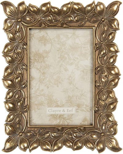 Clayre & Eef Fotolijst 10x15 cm Goudkleurig Kunststof Bloemen