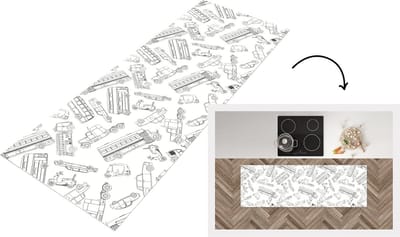 Keukenloper - Loper keuken - Patronen - Auto - Vrachtwagen - 150x50 cm - Keukenloper vinyl