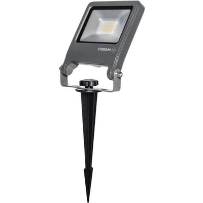 OSRAM ENDURA Tuin Flood Grondspies Schijnwerper, 20W, 1700lm, 3000K Warm Wit, IP65, 2m Kabel met Stekker, Aluminium Donkergrijs