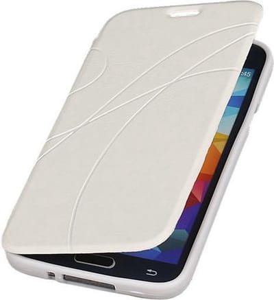 Tpu wit booktype flipcover Samsung Galaxy S5 Plus hoesje
