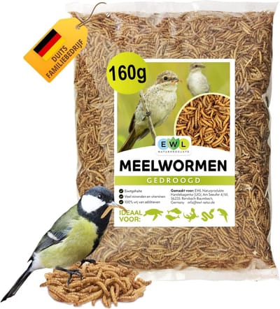 Dailygoods- Meelwormen Gedroogd 160 g - Insectensnack voor Vogels - Vissen - Knaagdieren - Schildpadden - Egels - Hoogwaardige Natuurproducten