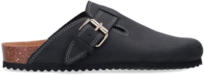 Sacha - Dames - Zwarte leren clogs met gesp - Maat 36