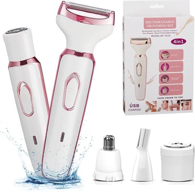 4 in 1 Ladyshave Voor Vrouwen Gezicht - Oksels - Benen - Bikinilijn - Scheerapparaat Vrouw - Trimmer dames - Ladyshaves Bikinitrimmer - USB Oplaadbaar