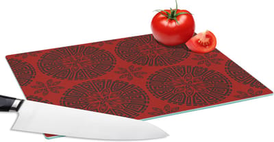 Glazen Snijplank - 28x20 - Chinees - Patronen - Rood - Snijplanken Glas