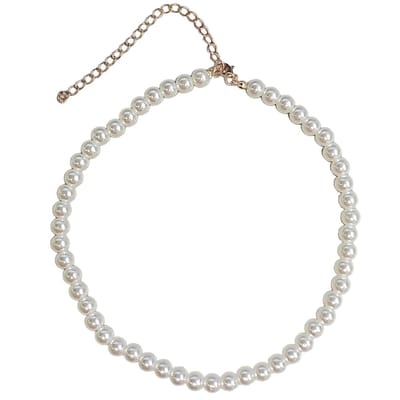 Fako Bijoux® - Parelketting - 8mm - Parelmoer - Acryl - Wit - Goudkleurig